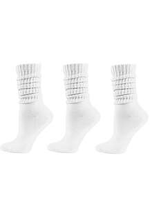 三双装女士袜子，黑、白、红三色可选，适合返校、健身、搭配睡裤穿着，简约时尚，休闲舒适，柔软透气，吸湿排汗，秋季必备，温暖保暖。