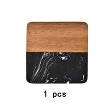 1pc/5pcs/10pcs/20pcs Customized Engraved Black Marble Texture Wooden Coasters, Personalized Coaster Gifts, Housewarming, Wedding, Anniversary Gifts - Black Marble - View 18