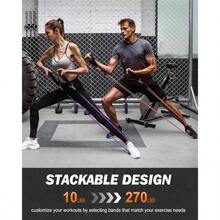 6Pcs Ligas de Resistencia para Ejercicio - 270lbs Bandas de Resistencia para Pull Up con Asas, Tubulares Bandas Elsticas con Ancla de Puerta, Correas de Tobillo, Bolsa y Pster - Multicolor (rojo/negro/plata/azul/morado/rosa) - Ver 4