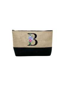 2pcs/Set Women's Beach Tote Bag With Shoulder Strap, Beach Hat And Cosmetic Bag, Personalized Letter A-Z Beach Accessory Bag With Side Pocket, Ideal Gift For Women, Mothers, Teachers, Friends, Bridesmaids, Students, Suitable For Beach Vacation, Outdoor Wedding, Birthday, Holiday, Large Capacity For Weekend Getaway - Multicolor - View 38