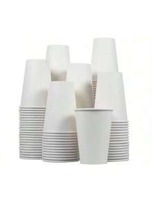 100/50/40/30/25/20/10个装，9盎司杯子，彩色彩虹图案，适用于冷/热饮、茶、咖啡、水、牛奶、果汁，非常适合生日、婚礼、周年纪念派对等场合。 - 白色 - 查看 1