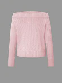女士冬季服装感恩节露肩毛衣休闲长袖，适合生日装、圣诞节服装和日常穿着 - 粉色 - 查看 5
