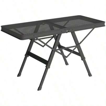 THE 3 Ft Folding Camping Table/ Adjustable Heights, Portable Lightweight Outdoor Folding Picnic Table With Metal Mesh Desktop Aluminium Picnic, Garden