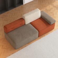 LumivoxNest Urban Compact Sofa In Grey & Orange | 200cm Length With Space Efficient Design For City Homes - Light Grey - View 2