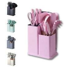 Kit 19 Utensílios Cozinha Silicone Cabo Madeira Resistente Calor Jogo de Utensilios Antiaderente Premium - Preto - Visão 5