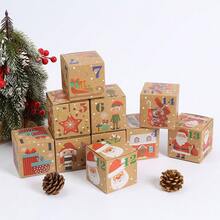 Cajas de calendario de adviento de Navidad DIY, cajas de regalo de Navidad para el conteo regresivo, cajas de números de cartón de Navidad para la familia, decoración navideña para fiestas - Caqui - Ver 2