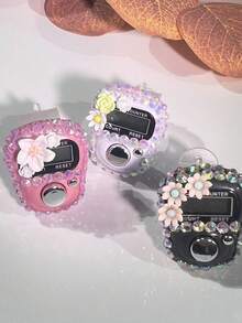 Handmade DIY Rhinestone Rosary Counter Watch, Lightweight & Portable, Cute Floral Decor Electronic Display Mantra Counter, Birthday/Ramadan/Valentine's Day Small Gift, Suitable For Religious Chanting Count During Ramadan, Daily Religious Practice, Ramadan Gift, Portable For Carrying