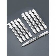 1pc/2pcs/6pcs White Permanent Marker Pen - Christmas Edition, Oil-Based Waterproof Paint Pen For Tire Graffiti, Fabric, Wood, Glass, Rock, DIY Christmas Gifts & Decorations - White - View 1