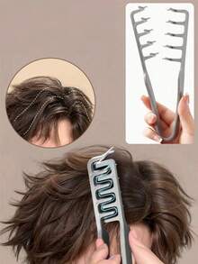 1/2/4pcs New All-In-One Volumizing Wide-Tooth Hair Comb - Fluffy Texture, Suitable For Men, Made Of ABS Plastic With Textured Handle, Suitable For All Hair Types, Great For Home, Back To School, Travel & Vacation - Multicolor - View 2