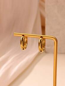 1 Pair Cute Hoop Earrings For Women Stainless Steel Gold Color Piercing Earring 2025 New Fashion Wedding Couple Party Jewelry Gift