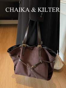 Túi đeo vai CHAIKA & KILTER bằng vải PU màu trơn, túi xách nữ phong cách retro thường ngày dung tích lớn, ba lô dành cho sinh viên, dây đeo vai được trang trí viền bèo nhún, hai quai xách, khóa nam châm, thích hợp cho du lịch, mua sắm, hẹn hò, làm quà tặng cho nữ, phù hợp cho nữ sinh viên đại học, người mới bắt đầu sự nghiệp và nhân viên văn phòng, lý tưởng cho văn phòng, trường học, công việc, kinh doanh, đi lại, hoạt động ngoài trời, du lịch, leo núi, v.v. - Cà phê - Xem 6