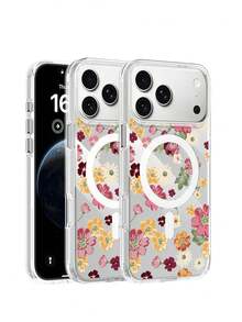 Phone Case For IPhone 17 Pro Max 17 Air Wireless Charging Magnetic Attraction With Floral Patterns Soft Shell - 無色 - 查看 3