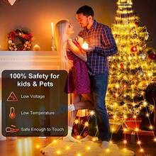 1 pieza Árbol de Navidad de 180 LED Cascada de Hadas, Luz de Corona de 9 Caídas de 200 cm, Luces de Cortina con Control Remoto 8 Modos, Adecuado para Decoración de Habitación de Bebé, Decoraciones Navideñas, Decoraciones de Árbol de Navidad, Decoraciones de Boda