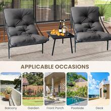 Small Table And Chairs Set Of 3, Garden Furniture Set, Balcony Furniture Set, Set Of 3, 2 Rocking Chairs + 1 Table With Cushions And Coffee Table, For Cafe, Patio, Balcony, Garden, 4 Colors To Choose From - White - View 8