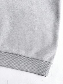 Tween Boy Cartoon Skateboard Print Warm Sweatshirt - Grey - View 5