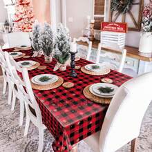 3 Packs/1-Pack Christmas Check Tablecloth, Snowflake Tablecloth, Buffalo Check Tablecloth, 51 X 86 Inches Disposable Rectangular Red And Black Buffalo Check Tablecloth, Suitable For Christmas Atmosphere Party Decoration And Winter Holidays