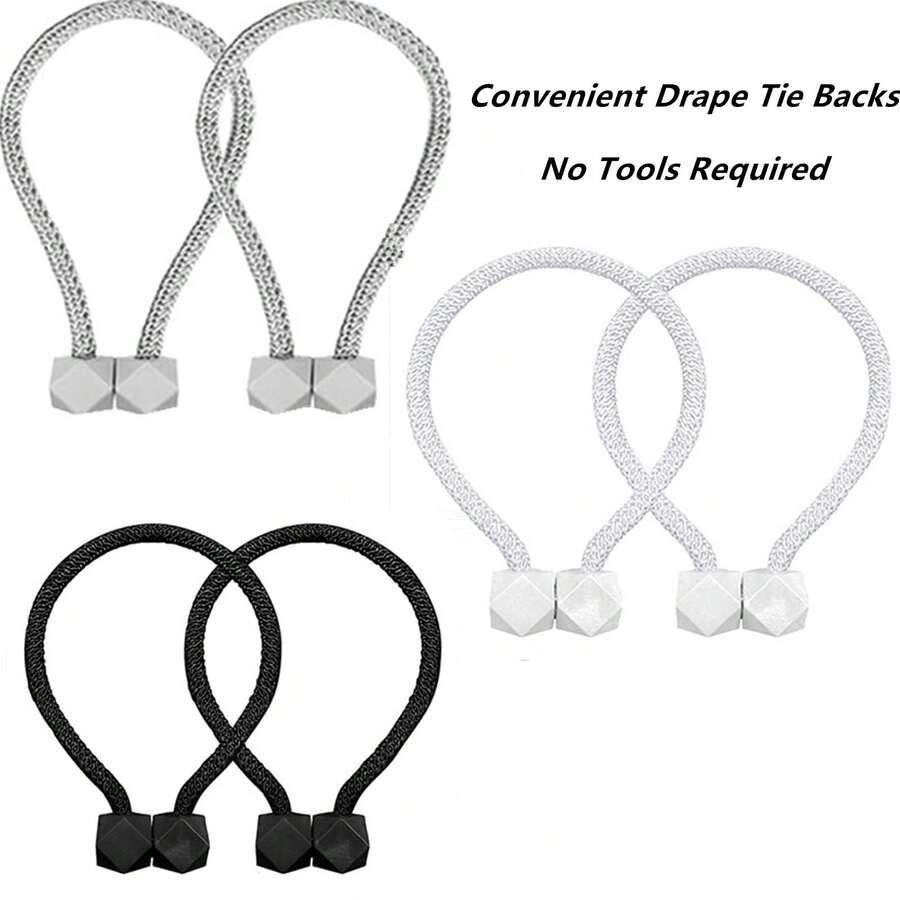2 Curtain Hooks, Braided Cord Curtain Clasps For Fixing Curtains, Simple And Elegant Home Decor - Multicolor - View 1
