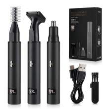 Hailicare 3-In-1 Men's Grooming Kit 7500 RPM Powerful Motor 3D Safety Blade Head Type-C Fast Charge Magnetic Dust Cover Gift For Boyfriend & Dad - Black - View 12