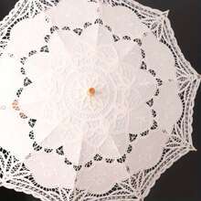 Lace Parasol Umbrella Delicate Embroidery Elegant Wedding Prop For Bridal Parties Stage And Dance Events Radius Bridal Wedding Decoration Umbrella For Photoshoot White Vintage Lace Parasol Victorian Style Sunshade For Women - 白色 - 查看 7