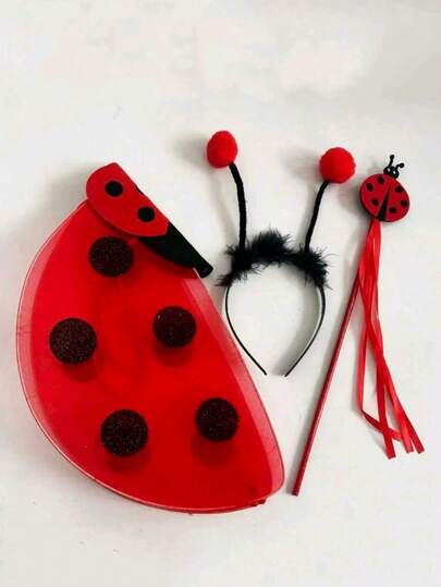 3 Piecesof Halloween Dance Party Performance Ladybug Wing Prop Costume