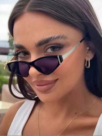 1 件多边形几何全框时尚女士眼镜，休闲百搭，适合日常外出佩戴