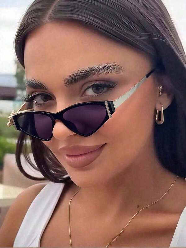 1pc Polygonal Geometric Full Frame Fashionable Glasses For Women, Casual And Versatile, Suitable For Daily Wear When Going Out