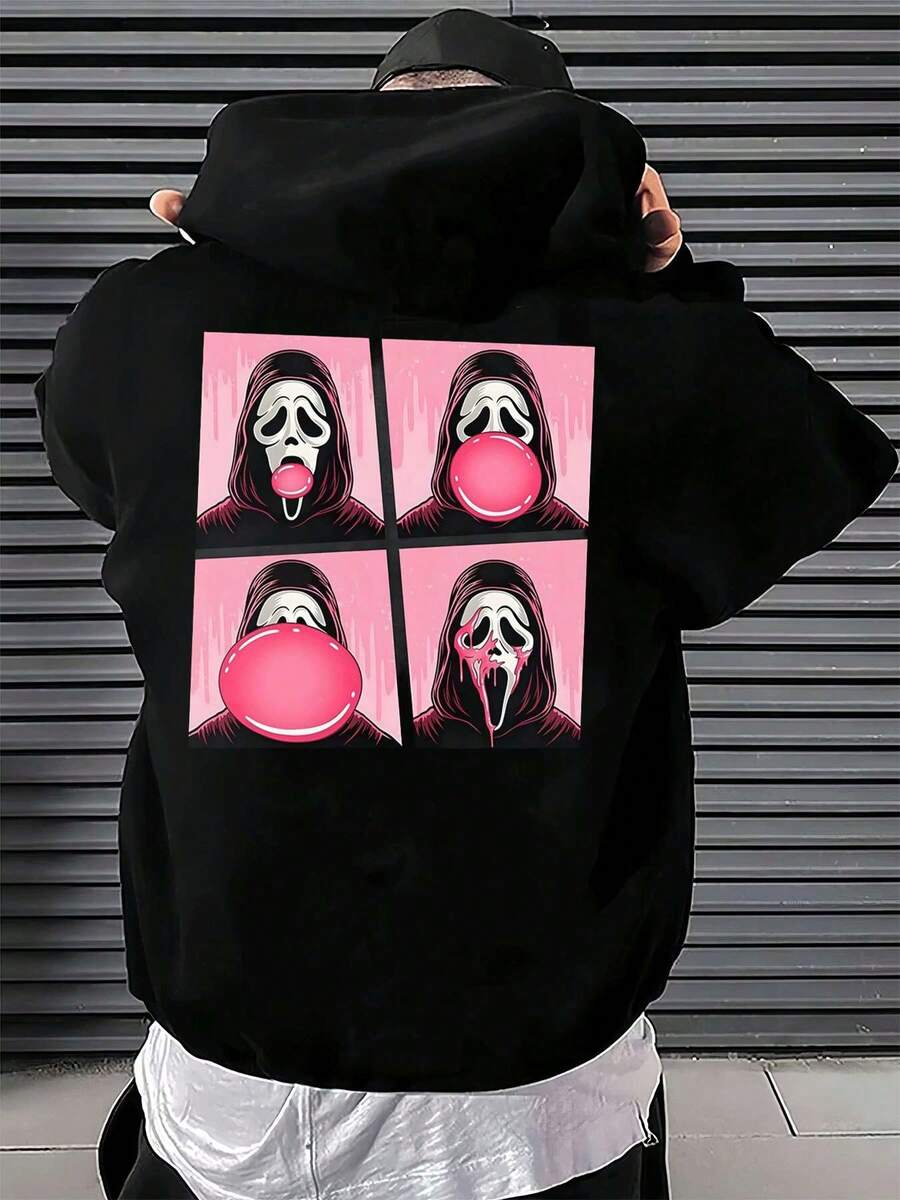 Scream Bubblegum Hoodie Men's Oversized Streetwear Double-Sided Graphic Hoodie  Soft Cotton Fabric, Comfortable Breathable, Stylish Graphic Design