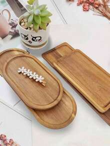 1pc Acorn Style Wooden Tray, Oval/Rectangular Wooden Platter For Beauty Display, Aromatherapy Candles, Perfumes, Jewelry, Skincare, Cosmetics, Multipurpose Tray, Desktop Organizer, Dining Table Decor For Valentine's Day & Christmas, Kitchen, Living Room, Bedroom, Bathroom Storage, Boho Travel Organizer, Dorm Room, Christmas Gift