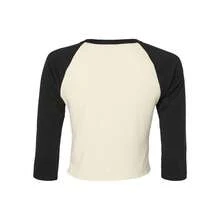 Womens/Ladies Baby MicroRib Raglan 3/4 Sleeve TShirt (Natural/Black) - Beige - View 2