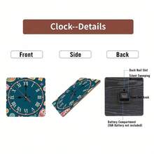 Custom Laser Engraved Wooden Wall Clock - Silent Non-Ticking Roman Numerals, 10x10 Inch Square Office Decor