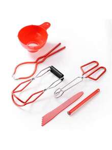 6 Stücke Dosenöffner Set aus Edelstahl, beinhaltet Dosengreifer, Klappregal, Klemme und Weithalstrichter - komplettes multifunktionales Set, geeignet für Grillen, Outdoor-Kochen und Einmachen - tolles Geschenk für Hobby- und Profiköche