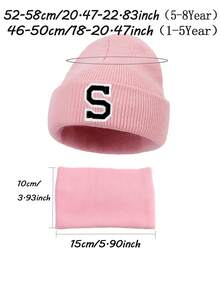 Set de 2 piezas de gorro de punto con patrón de 26 letras y bufanda para bebé niño y niña, gorro de invierno suave con letras A-Z, bufanda para calentar el cuello para niños, adecuado para mantener el calor en otoño e invierno tanto en interiores como en exteriores