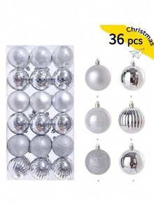 36 sets de boules de Noël en plastique, pendentifs simples de formes spéciales DIY. Ornements pour sapin de Noël, décorations de Noël, cadeaux de Noël, décoration de la maison, décoration de la pièce, hiver