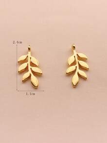 20 件复古简约电镀合金吊坠饰品，DIY 珠宝配件叶形耳环、项链、吊坠、手工用品 - 金黃色 - 查看 3