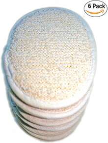 6Pack (Grande 6.3x4.3 pulgadas) Almohadilla Exfoliante para Cara y Cuerpo (100% Algodón Terry) Materiales de Tela Esponja de Luffa Cepillo Exfoliante para la Piel de los Hombres y Mujeres en el Baño, Spa y Ducha - 1 - Ver 4