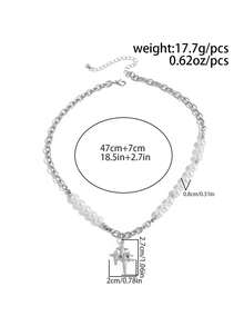 1 chiếc vòng cổ mặt thánh giá sọc tối giản cổ điển dành cho nam, vòng cổ trang trí hình ngôi sao bạc và dây chuyền, thiết kế tinh tế, phụ kiện phong cách đường phố, trang sức quyến rũ cho trang phục đại học - Trắng K - Xem 6