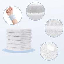 Pulseras Deportivas Antisudor (3 Pares/Algodón): Engrosadas Unisex, Ideal para Béisbol/Baloncesto/Gimnasio - Blanco - Ver 2