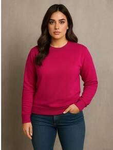 Women Sweatshirts - Hot Pink - View 2