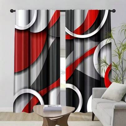 Lot de 2 rideaux élégants à motifs géométriques modernes, toutes saisons, en polyester, parfaits pour la chambre, le salon et le bureau. Décoration d'intérieur - Inspiration mode