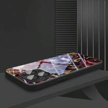 Shockproof Floral Element 1pc Vintage Leopard & Floral Interwoven Pattern Glass Material Phone Case High-End & Elegant Compatible With Iphone Tempered Glass Material Spring Gift - Black - View 4