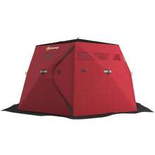 Outsunny 4 Person Insulated Ice Fishing Tent, Pop-Up Portable Ice Fishing Shelter With Carry Bag, Two Doors And Anchors For -22℉, Red - 紅色 - 查看 2