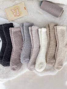 4 Pairs Of Coral Fleece Warm Thick Socks, Women's Comfortable Home Wear, Maternity Socks, Suitable For Size 35-43, Autumn And Winter, A Must-Have For Sock Collectors, A Must-Have For Outdoor Travel, A Warm Winter Gift - Multicolor - View 5