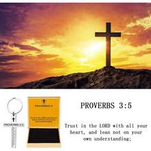 Ldurian Bible Verse Keychain Christian Cross Keychain For Women, Cross Key Chain For Men Religious ScriptureChristmas - Romans 5:8 - View 3