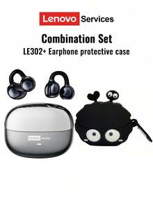 Lenovo LE302 Bluetooth Earphones With Protective Case, Earhook Style Open-Ear Surround Sound, High-Fidelity Audio, Low Latency, Music & Gaming, Directional Transmission, ENC Noise Cancellation, Clear Calls, Wireless Earbuds