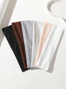 6 件/1 件女士纯色弹力运动头带，吸湿排汗，时尚瑜伽跑步日常佩戴发饰冬季围巾保暖发带女士头巾 - 6PCS多色 - 查看 5