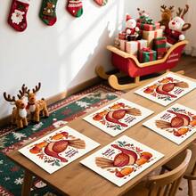 1pc/4pcs/6pcs/100pcs Autumn Thanksgiving Turkey Pattern Printed Placemats, Heat-Insulating Placemats, Suitable For Home Decoration, Holiday Dining, Kitchen And Party Decoration, Party Placemats, Can Be Given As Thanksgiving Gifts - Multicolor - View 6