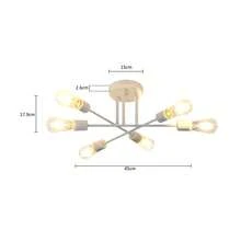 homefire Ceiling Lamp Vintage Ceiling Light Bedroom E27 Retro Living Room Lamp 6-Flame Chandelier White Bedroom Lamp Dining Table Lamp Industrial Rustic Style (Without Bulb) - White - View 3