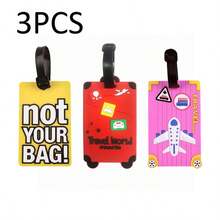 4pcs/3pcs/1pc New Cartoon Airplane Letter Luggage Tag Set, Handbag & Travel Bag Tag, Suitable For Portable Flight & Back To School Christmas Gifts Card Holder Pendant For Travel Holiday Vacation With Name ID Cards - Multicolor - View 14