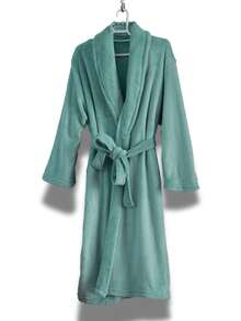 Soft Fleece Bathrobe With Bow, Size M And L - Green - View 6