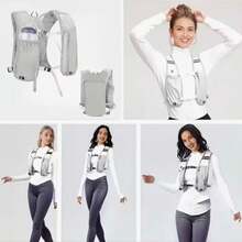 Áo vest kiêm ba lô chạy bộ nhẹ, unisex, có túi khóa kéo đựng chai nước và điện thoại, thích hợp cho leo núi, đạp xe và các hoạt động thể thao ngoài trời. Thiết kế tiện dụng với tấm lưng đệm và lưới thoáng khí. - Nhiều màu - Xem 6